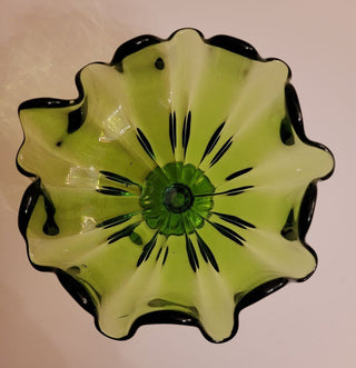 Mid-Century green glass pedestal compote