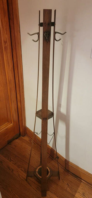 Craftsman Oak Bentwood hat/coat tree w/umbrella stand (13"W x 13"D x 64.75"H)