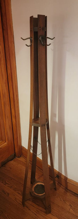 Craftsman Oak Bentwood hat/coat tree w/umbrella stand (13"W x 13"D x 64.75"H)