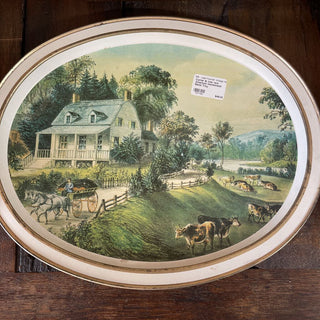 Currier & Ives rare American Homestead Metal Tray