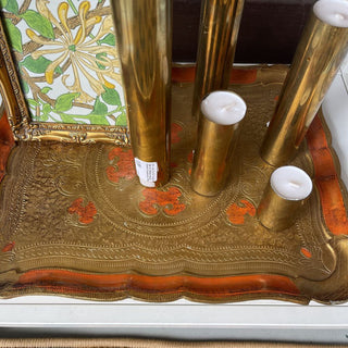 Italian Florentine gilded orange wood tray