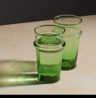 Green Moroccan Beldi Glasses Set of 6 - 5" tall