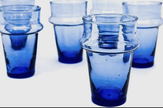 Moroccan Beldi Blue Glasses Set of 6 - 4"tall