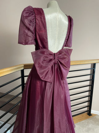 1980s Mulberry Chiffon Ball Gown