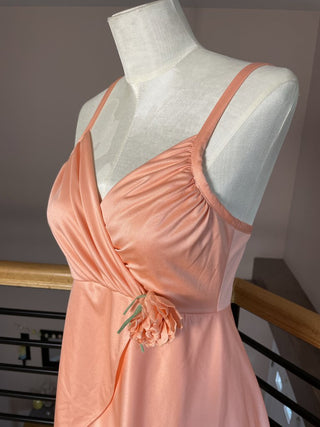 1970s Pinky Peach Tiered Gown