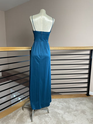 1970s Teal Blue Beauty Maxi Dress