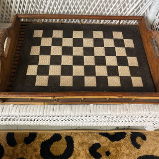 Large Bamboo Tray with checkered insert
