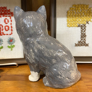 Vintage Ceramic Cat Gray 6.5x5x4