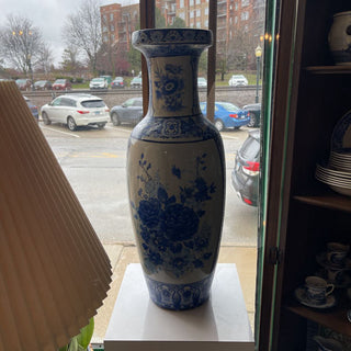 Blue & white porcelain 24" floor vase