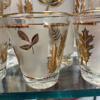 Libbey Frosted gold leaf double shot glasses each