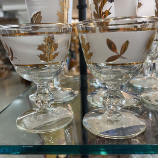 Libbey Frosted gold leaf cordial glasses