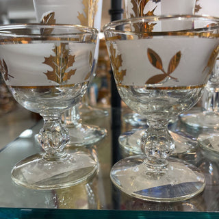 Libbey Frosted gold leaf cordial glasses