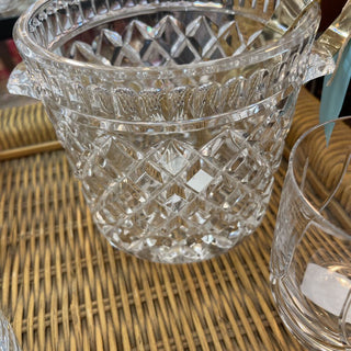 Vintage diamond cut bohemian crystal ice bucket