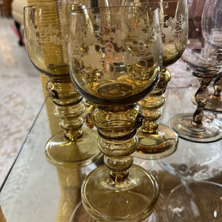 Antique set of 5 Roemer wine glasses