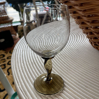 Vintage Crystal wine glasses with smoked spiral stem