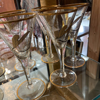 Vintage gold leaf cordial/wine glasses