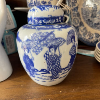 Vintage Blue & white Porcelain Geisha ginger jars