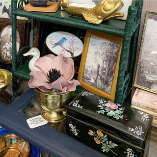 Vintage Black Floral Ceramic Box | 8" x 3.5" | CA