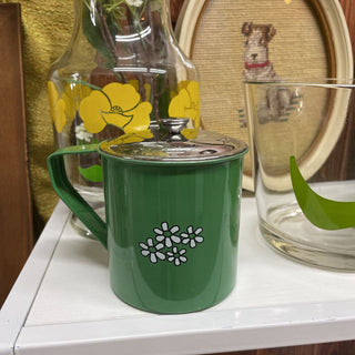 Groovy Green Floral Mug with Lid