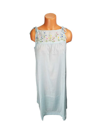 Rare Lanz of Salzburg Nightgown Blue Babydoll Embroidered Flowers AS-IS
