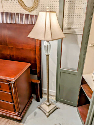 Silver Floor Lamp with Cream Lamp Shade
