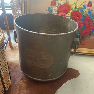 Mid century large bronze chinoiserie planter 13x13 Firm