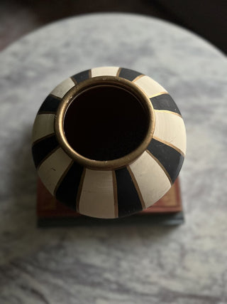 Black & White Striped Pottery 8"w x 9"h