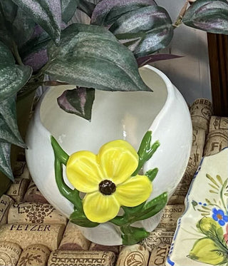Handmade Pottery Yellow Flower Votive