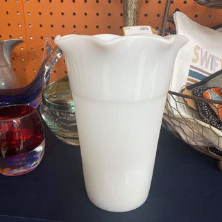 Hazel Atlas Milk Glass Ribbed Vase