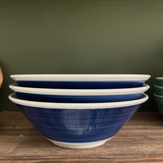 Set of 3 vintage Chinese phoenix blue & white porcelain 8" bowls
