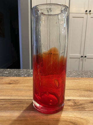 8" Red Bubble Glass Vase