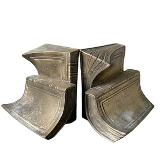 Vintage Handcrafted Heavy Brass Book Bookends | Set of 2 | 5" x 3.5" | CA