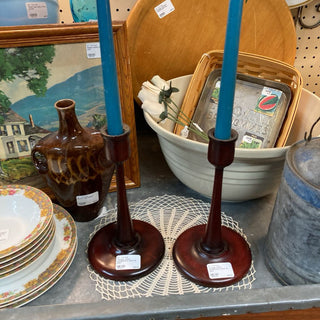 Vintage wood candlesticks (sold as pair)