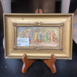 lithographic print, depicting Apollo with the nine muses, frame - 8"W x 5.5"T