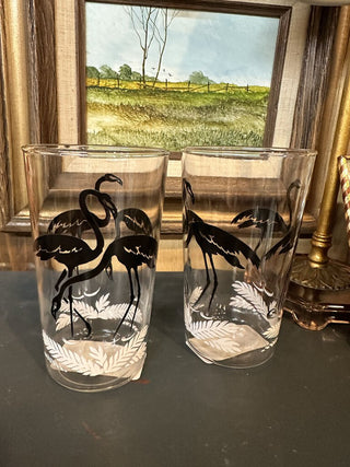 Set of 2 B&W Flamingo Glasses