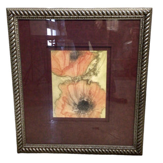 Poppies Art Print with Red Mat and Silver Frame