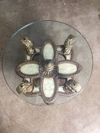 Regency Carved Wood Side Table, Mother of Pearl