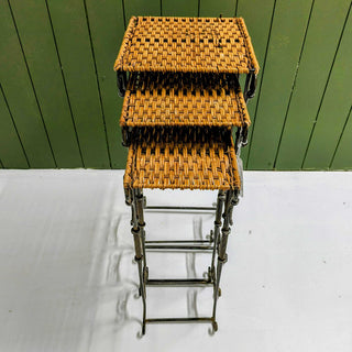 Wicker and Metal Nesting Tables (set of 3)