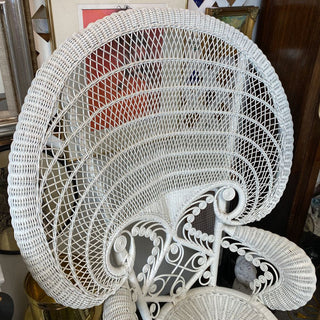 1970's Wicker Fiddlehead Peacock Chair