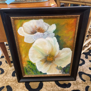 Vintage floral oil framed