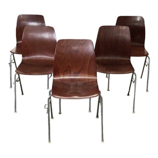 Vintage 1960s Pagholz Rosewood Molded Stacking Chairs (Set of 5)