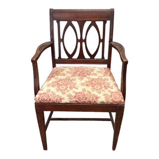 Duncan Phyfe Solid Wood Armchair with Coral Floral Pattern