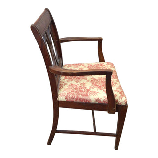 Duncan Phyfe Solid Wood Armchair with Coral Floral Pattern