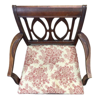 Duncan Phyfe Solid Wood Armchair with Coral Floral Pattern