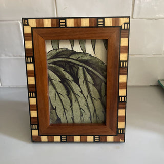 Small wood inlay picture frame with House of Hackney wall paper