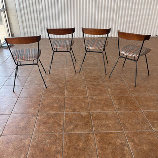 Mid century Paul Mccobb Clifford Pascoe walnut & iron set of 4 dining chairs FIRM