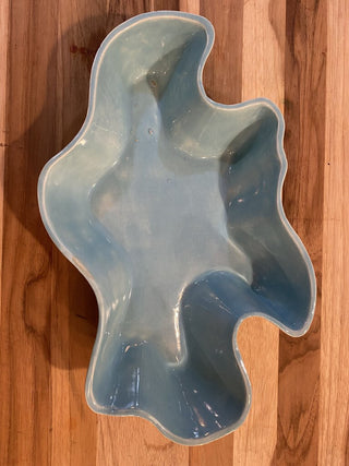 Blue Ceramic Dish 1963, Signed Marousek