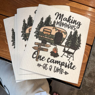 Making Memories Camping Design Swedish Dishcloth