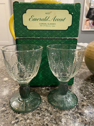 Avon Emerald Cordial Glasses, set of 2
