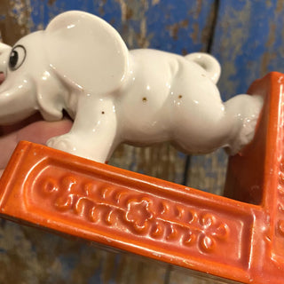Vintage Ceramic Elephant Bookends Set of 2 Made in Japan